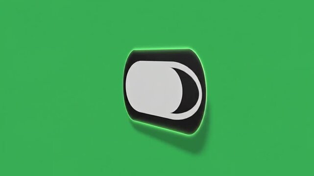A simple abstract graphic element with a rounded shape on a green background