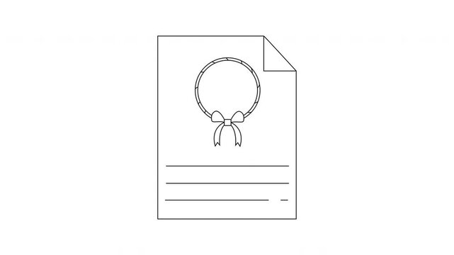 Simple Line Art Document with Decorative Wreath and Lines.