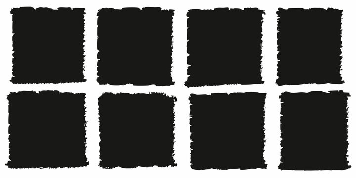 black rectangle silhouettes rough edges on white background