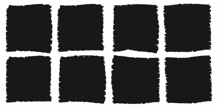 Rough edged black rectangles on white background abstract geometric shapes