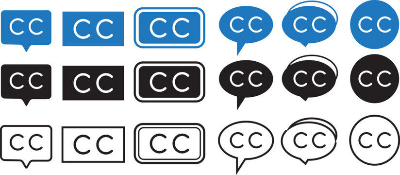 closed captioning solid icon set. Closed caption icons. closed captioning and audio icon pack for 2026 . Universal Caption Symbols
