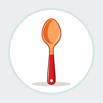 Illustration of a single orange and red spoon