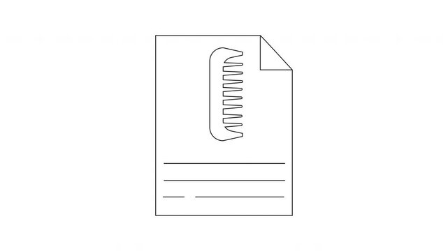 Simple Line Drawing of a Document with a Comb Icon.