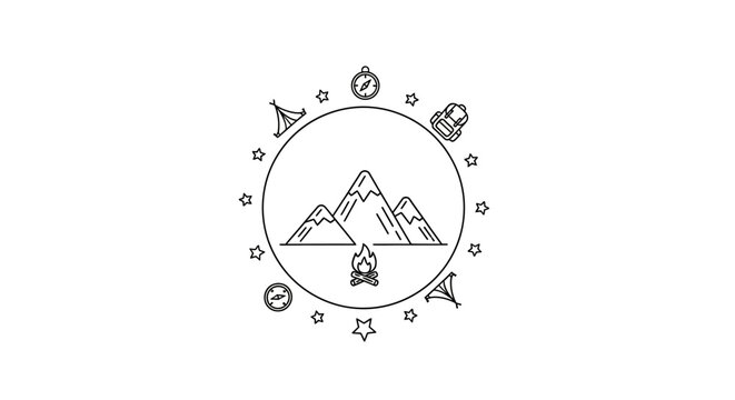 Mountain Landscape Icon Design Element.