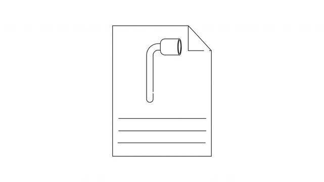 Simple Line Drawing of a Document with a Pipe Fitting.