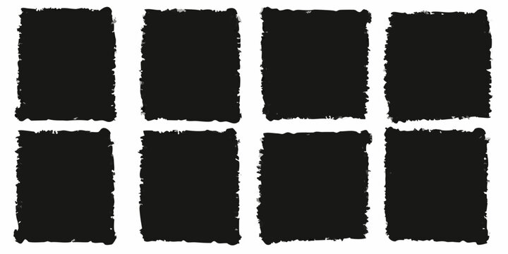 black rectangle shapes a grid of rough textured blocks on white