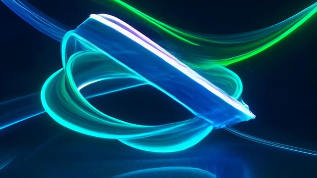 Abstract wave colourful vibrant flowing glowing light trails dark space background with neon loops, magenta and blue ring motion, abstract wave colourful vibrant flowing neon light background for SEO