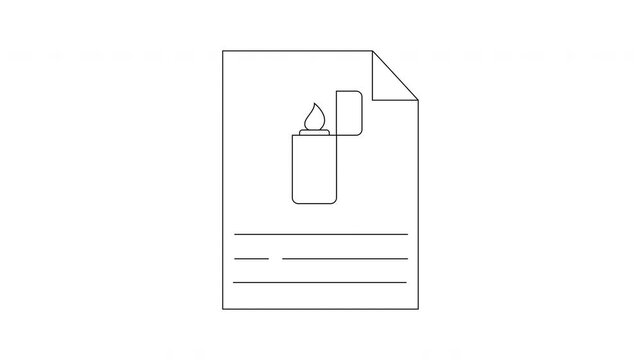 Simple Line Drawing of a Lighter on a Document Page.
