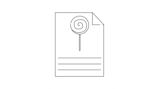 Simple Line Drawing of a Lollipop on a Document Page.