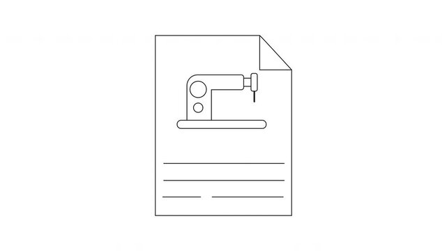 Simple Line Drawing of a Sewing Machine on a Document.