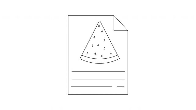 Simple Line Drawing of a Watermelon Slice on a Document Page.