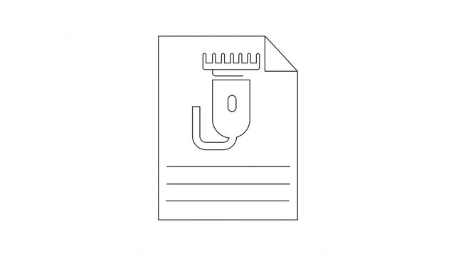 Document Icon with Hair Clipper Symbol and Lines.