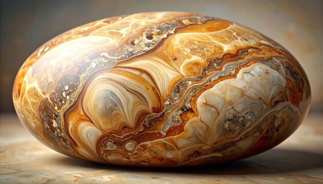 Exquisite Polished Agate Stone with Swirling Earth Tones.