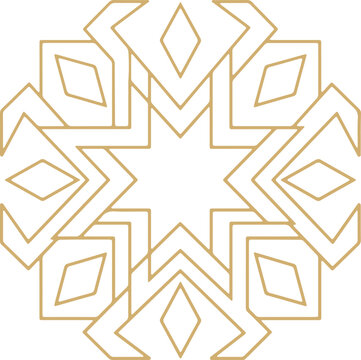 Luxury Gold Islamic Geometric Mandala, Elegant Arabic Star Ornament Vector for Ramadan and Wedding