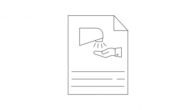 Hand Dryer Document Icon Line Art Illustration.