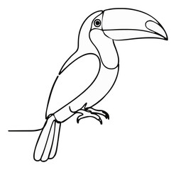 Obraz premium Toco toucan bird line art icon isolated on white bac.... Generative AI