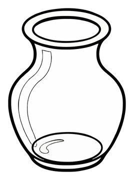 Elegant glass flower vase line art icon isolated on .... Generative AI
