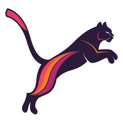 Modern panther silhouette with integrated colors. © cat
