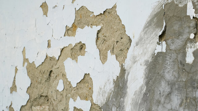 White concrete wall texture for background. Broken cement surface