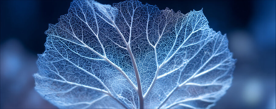 Faint moonbeam light illuminating delicate icy leaf veins 32k ultra HD