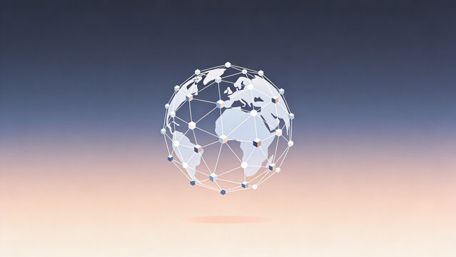 Futuristic global network concept with glowing interconnected globe