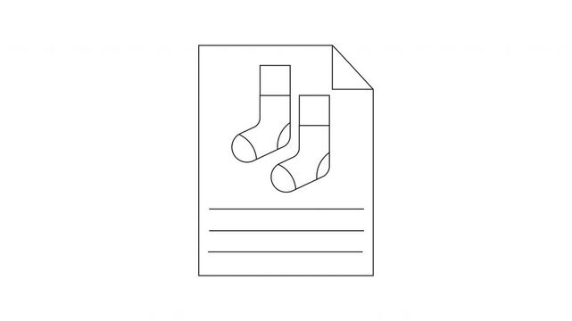 Simple Line Drawing of Socks on a Document Page.