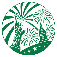 Empire state building and statue of liberty art. © go