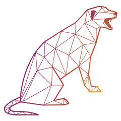 Geometric cheetah roaring polygonal abstract art. © go
