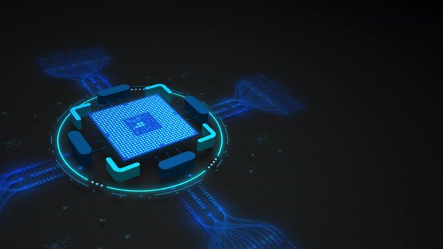 AI Digital Core Processing Neural Network Big Data Streams Motion Design Seamless Loop