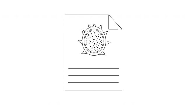 Simple Line Art Document with Dragon Fruit Illustration and Lines.
