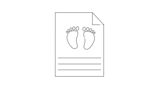 Simple Line Art Document with Baby Footprints and Lines for Text.