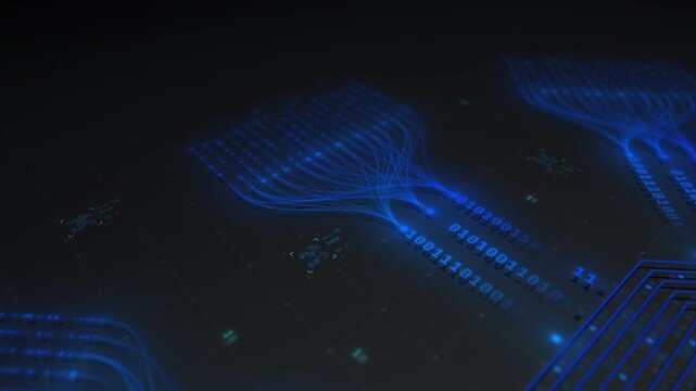 AI Neural Network Data Flow Convergence Processing System Visualization Motion Design Seamless Loop