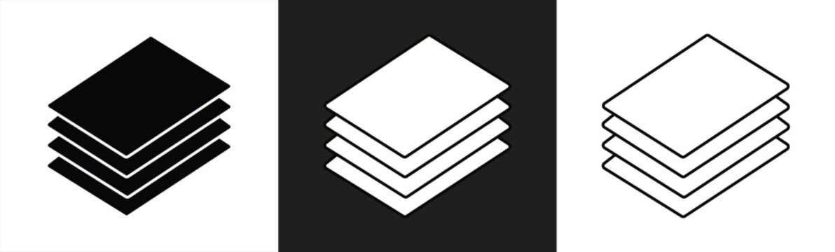 Paper document icon set, symbol of stack of contract documents. Stack of financial documents, blank paper. Stack of documents, business. Vector illustration
