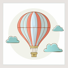 Fototapeta premium Illustration of a hot air balloon with clouds