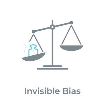 Invisible bias leverage, tilted balance metaphor, unconscious favoritism coaching, ethics seminar, organizational behavior course, human resources training, clean vector illustration