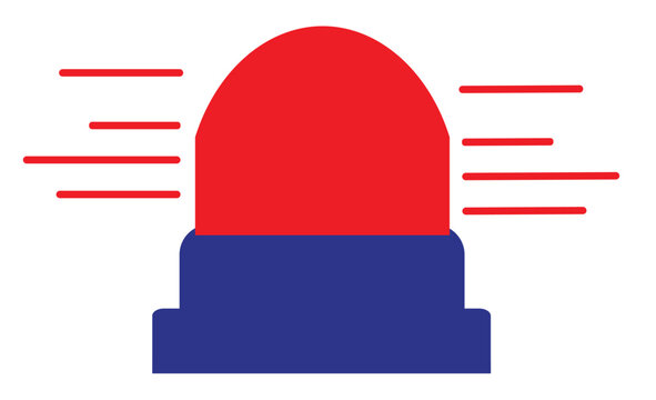 Emergency red siren flasher icon, police light vector illustration, warning beacon signal graphic