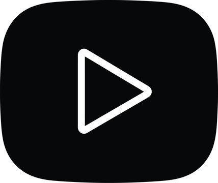 Black square play button icon with rounded corners Vector