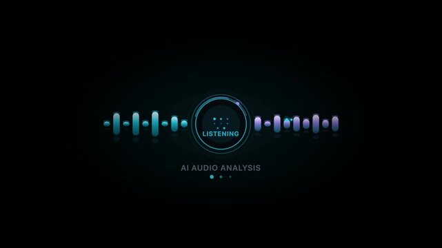 Ai audio analysis with a listening equalizer visual, great for technology blogs, music industry websites, and audio engineering presentations.