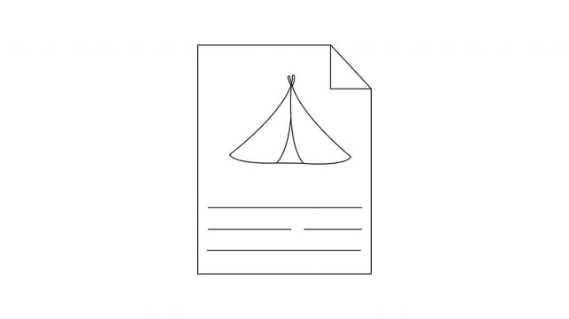 Simple Line Drawing of a Tent on a Document Page.