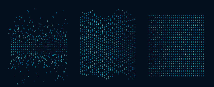 binary code digital matrix. big data technology and cybersecurity computing concept