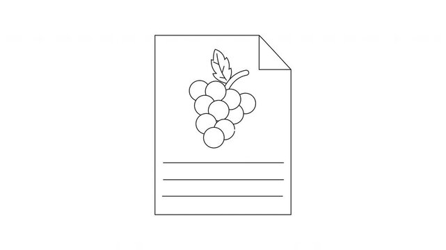 Simple Line Drawing of Grapes on a Document Page.