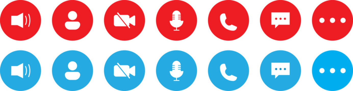 enable and disable video camera icon set, collection of record and mute video icons, professional illustration.
