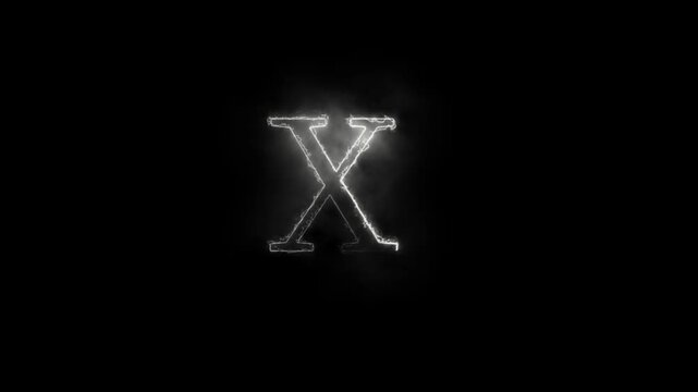 Neon glowing letter x with electricity effect on black background for cinematic title design and creative graphic animation project element for modern digital interface and energetic typography presen