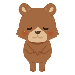 お辞儀するクマキャラクターイラスト／Cute Bear Character Bowing, Illustration © yurumarukko