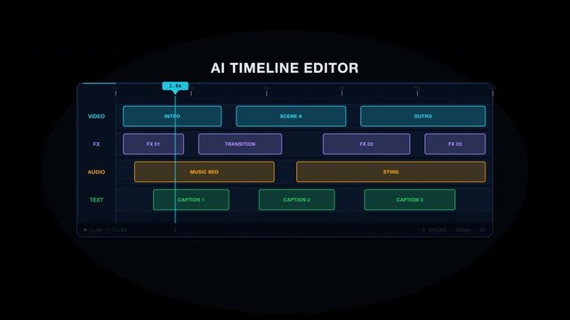 Editor interface for ai timeline with colorful blocks. Perfect for technology, software, digital innovation, or project management concepts in design.