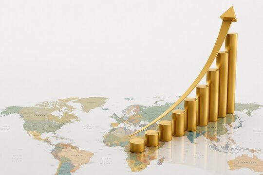 business graph with arrow on top