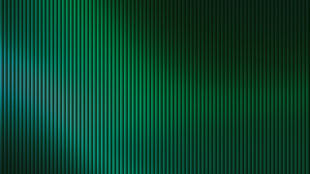 Vertical green ribbed texture with gradient lighting and abstract parallel lines background pattern design