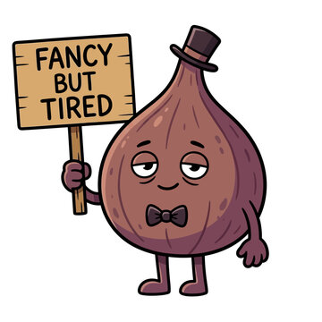 Onion character in fancy hat.
