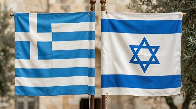 Celebrating international friendship day with greece and israel flags