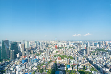 Obraz premium panoramic, tourist attractions in the city park of Tokyo City, Asia business concept image, panoramic modern cityscape building in Japan.The most beautiful Viewpoint tokyo city, japan. 